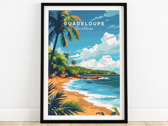 Guadeloupe Travel Poster Print Wall Art Home Decor Artwork Gift Illustration Lover
