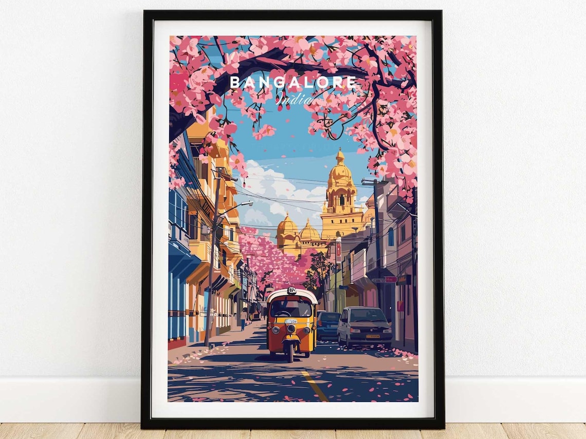 Bangalore Travel Poster, Cityscape Wall Art Print