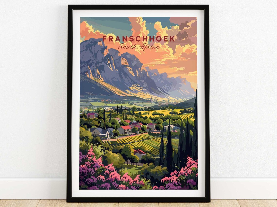 Franschhoek South Africa Travel Poster, Art Print