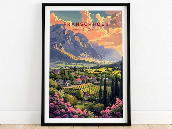 Franschhoek South Africa Travel Poster, Art Print
