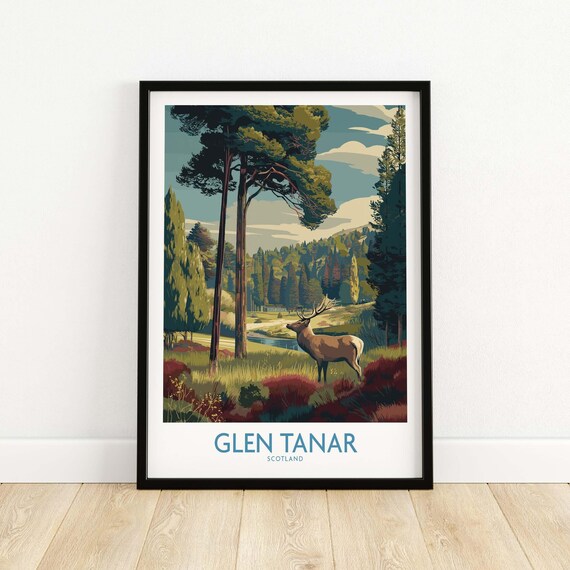 Glen Tanar Scotland Vintage Stag Forest Cairngorms Travel Poster