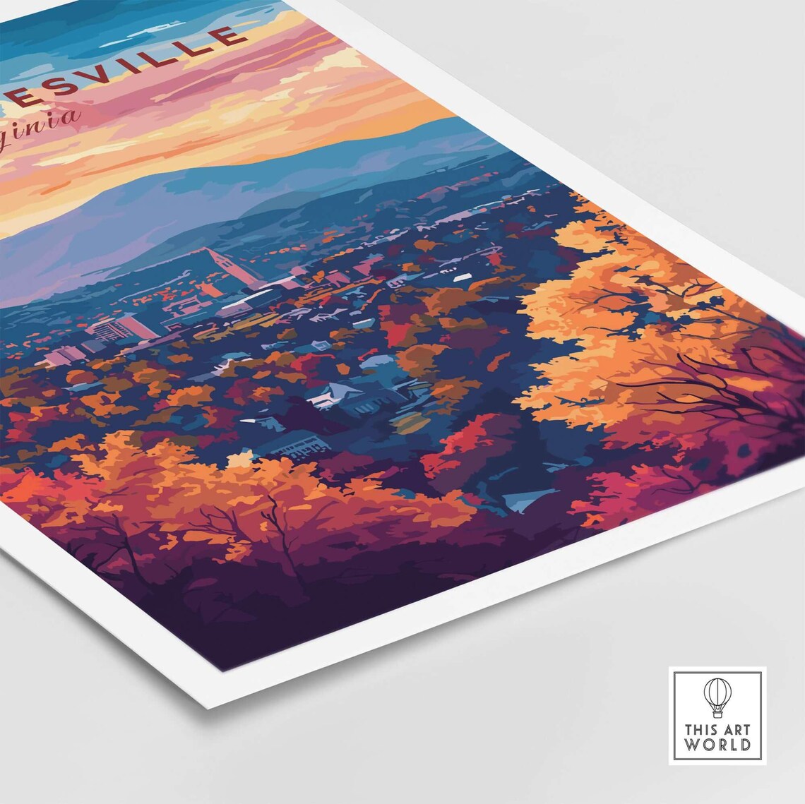 Charlottesville Virginia Skyline, Mountain View Poster - Image 5