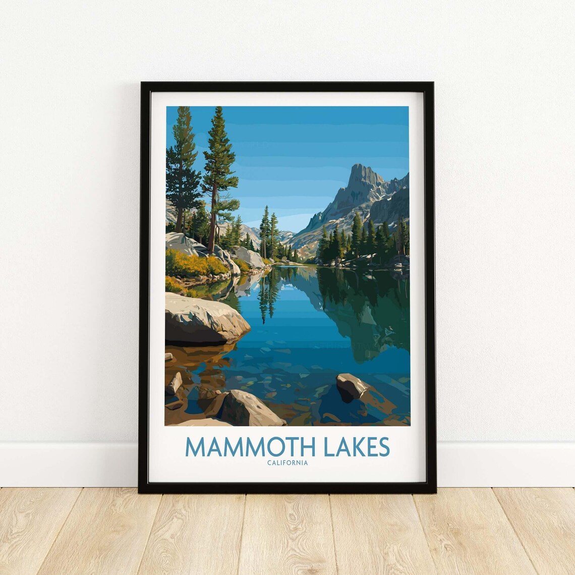 Mammoth Lakes California Alpine Lake Mountain Reflection Travel Poster