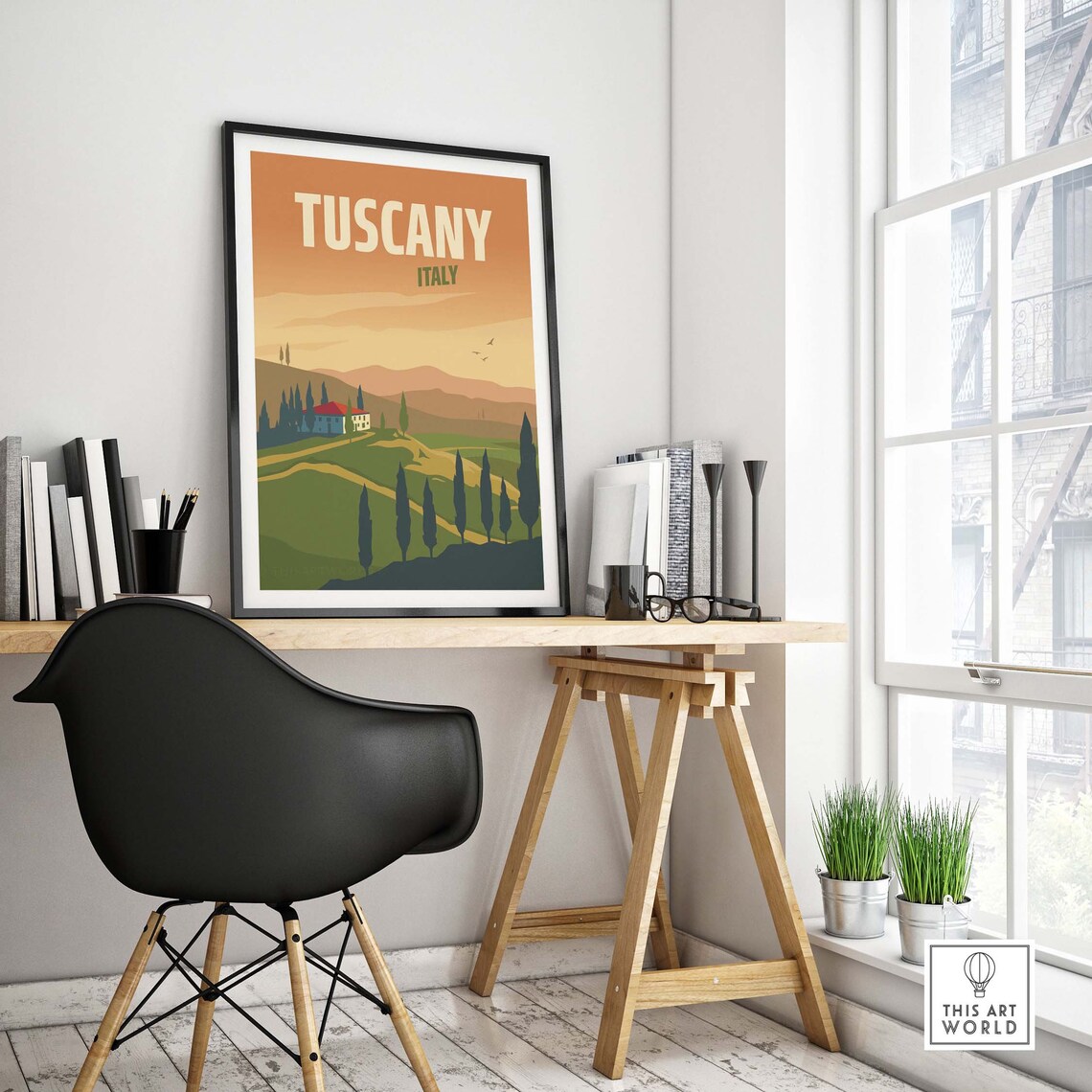 Tuscany Italy Cypress Hills Sunset Vintage Travel Poster Art - Image 4