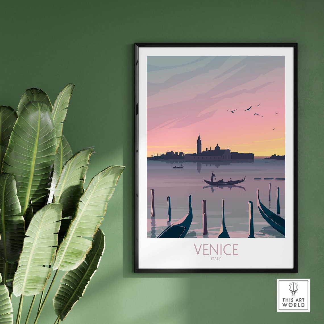 Venice Italy Sunset Lagoon Gondolas Romantic Vintage Travel Poster - Image 3