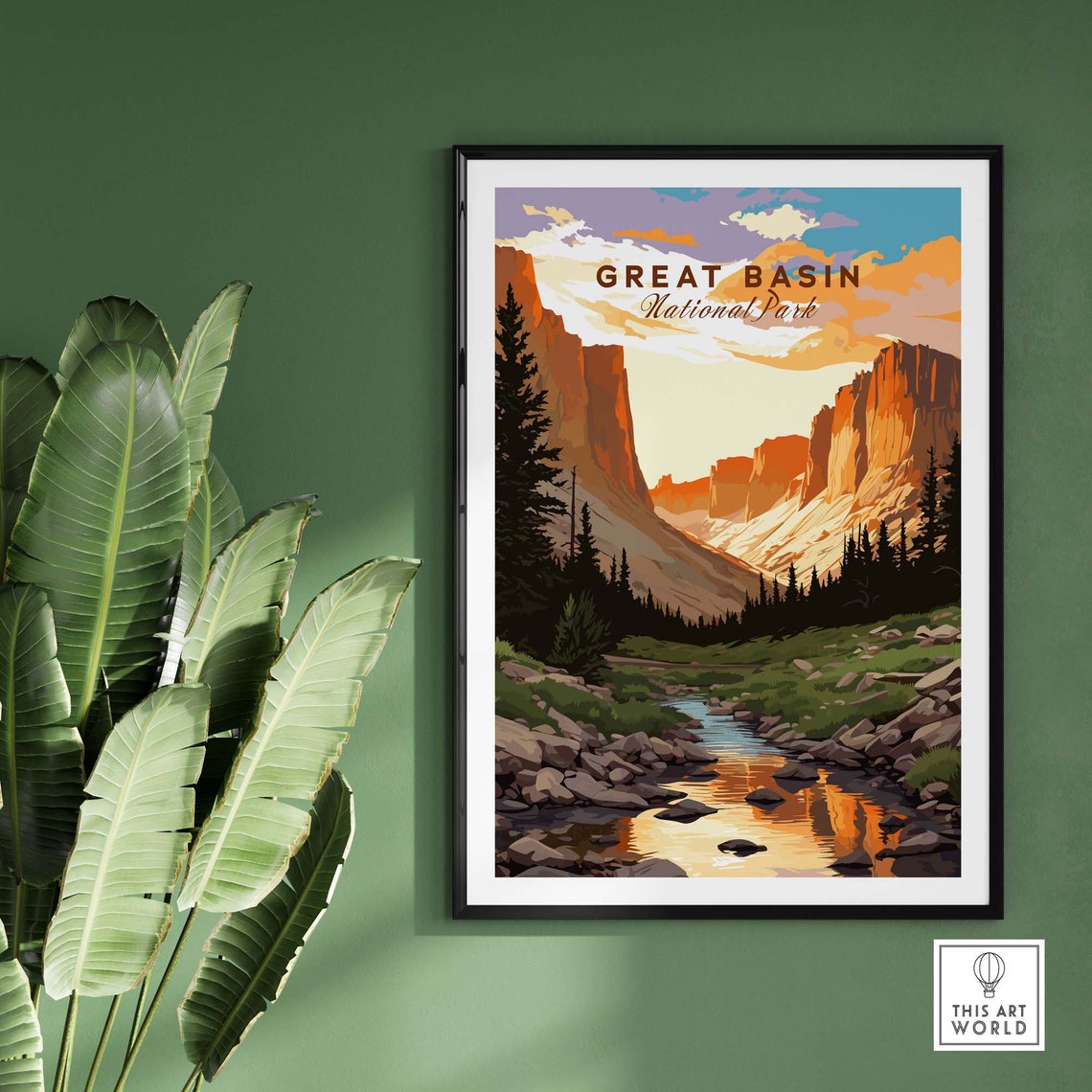 Great Basin National Park Sunset Glow Canyon Stream Pines Poster - Image 2