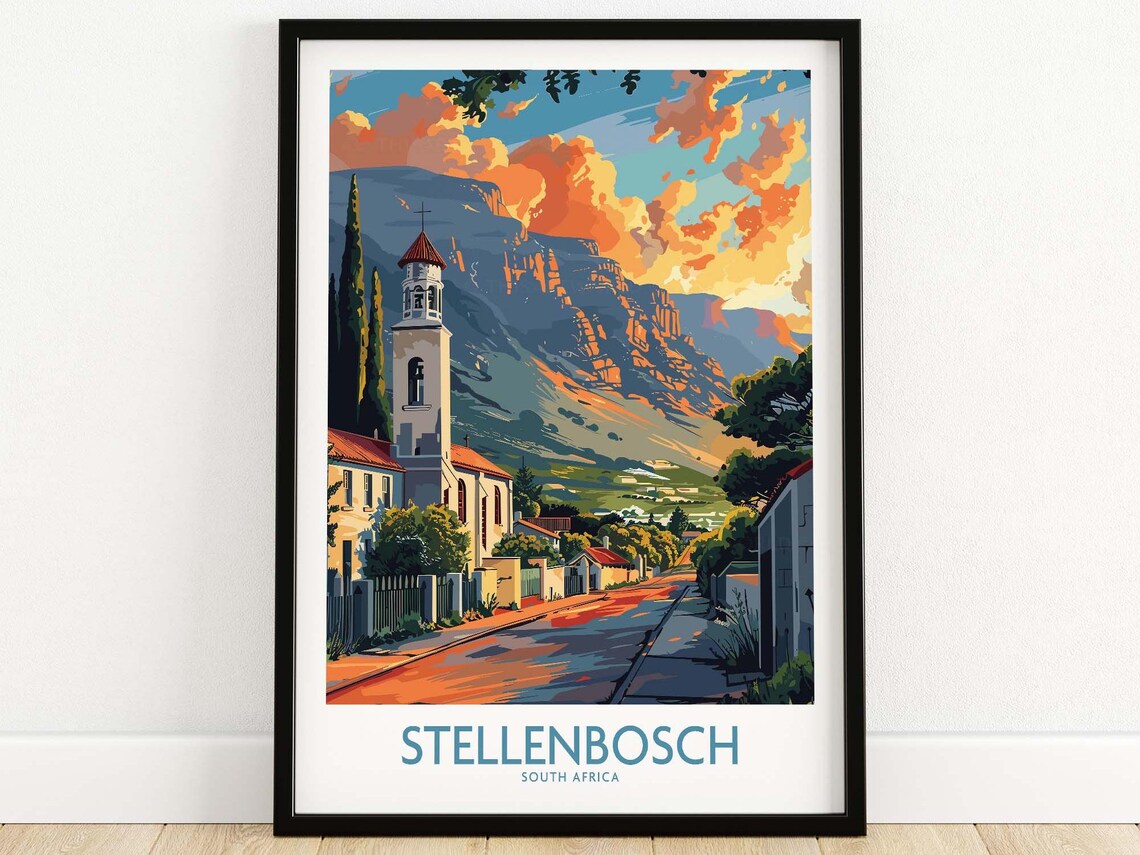 Stellenbosch South Africa Mountain Church Street Golden Hour Poster