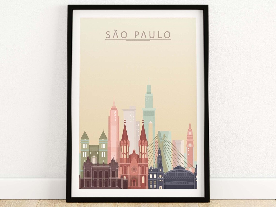 Sao Paulo Poster City Skyline Travel Poster