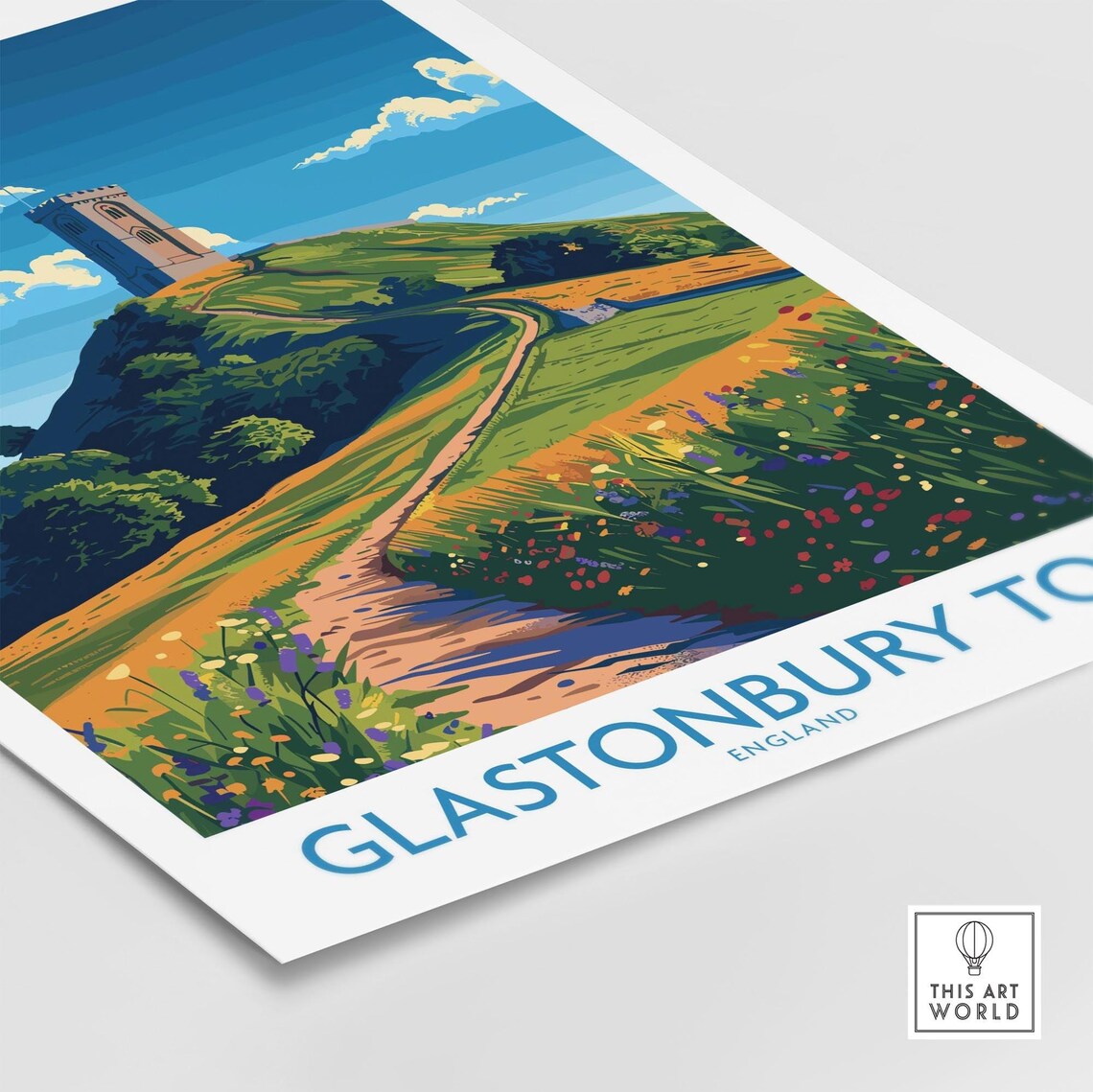 Glastonbury Tor England Hilltop Tower Countryside Art Poster - Image 4
