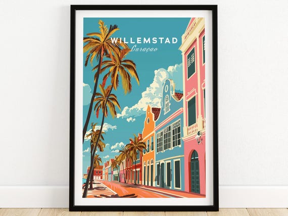 Willemstad Curacao Poster Wall Art Print Gift Caribbean Home Decor Artwork