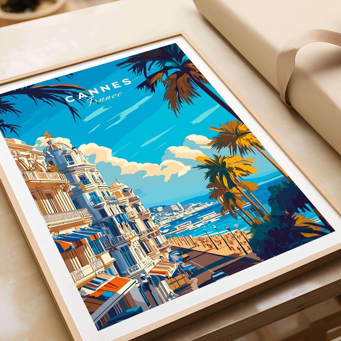 Cannes France Boulevard Palm Trees Mediterranean Beach Poster - Image 4