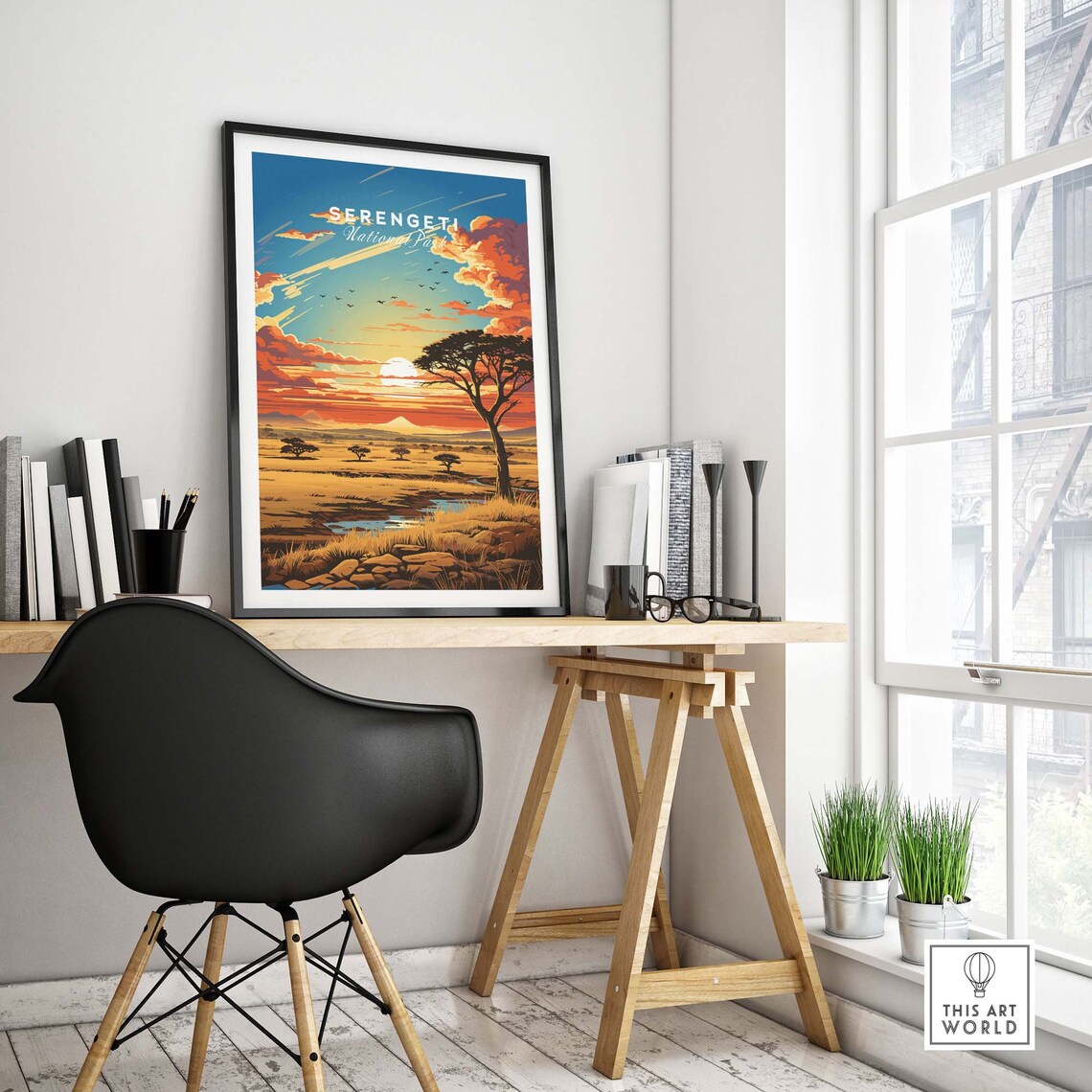Serengeti National Park Acacia Sunset Golden Savanna Art Poster - Image 4