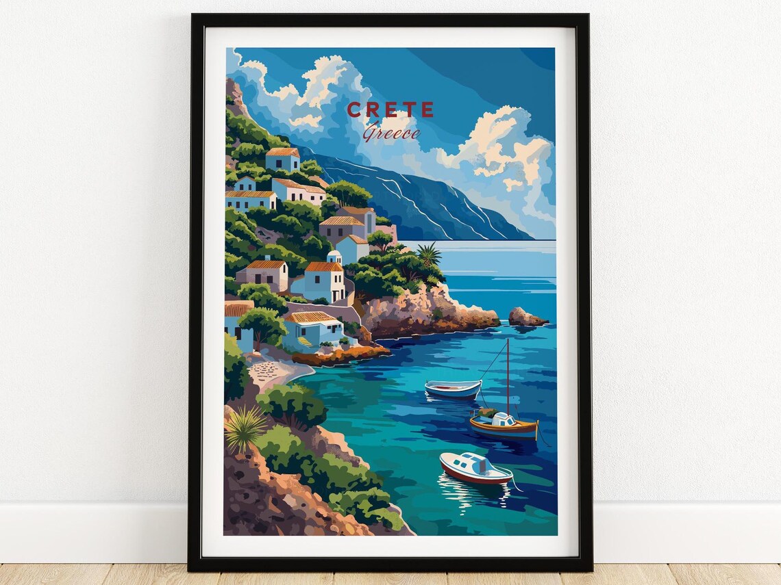 Crete Greece Travel Poster Print, Greece Wall Art