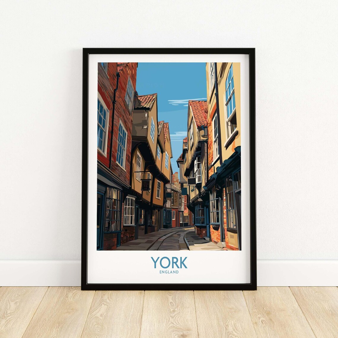 York England The Shambles Historic Street Sunny Travel Poster