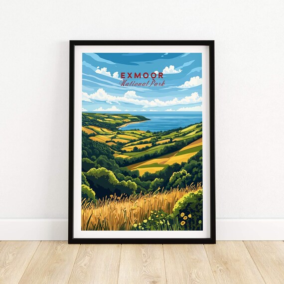 Exmoor Travel Poster, National Park Illustration