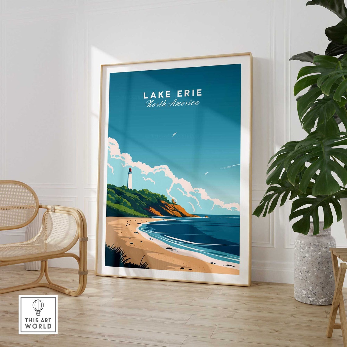 Lake Erie Poster Travel Print Wall Art Lake Erie Poster Gift Home Decor Lake Erie Art Lover Lake Erie Gift Artwork - Image 2