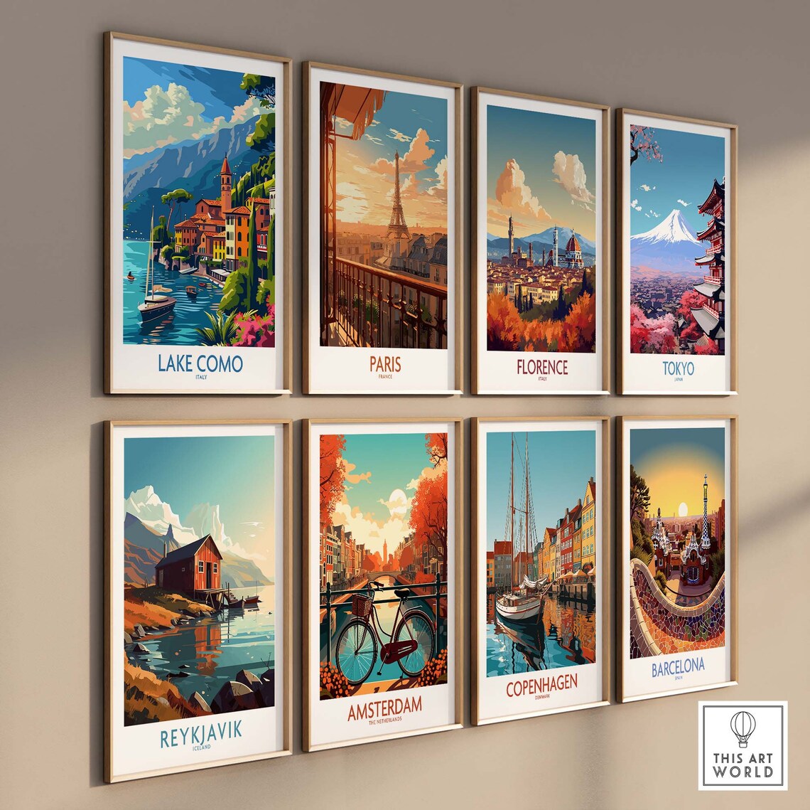 Lake Como Italy Lakeside Village Sailboats Mountains Travel Poster - Image 3