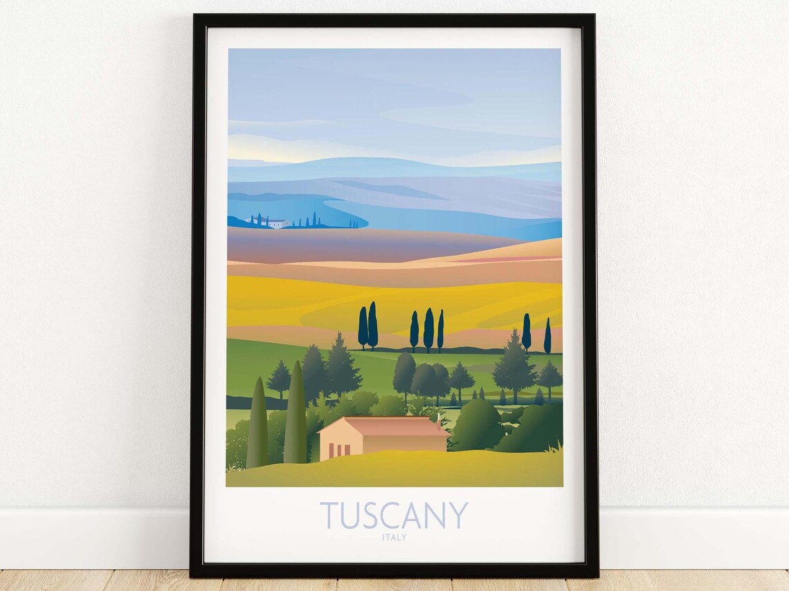 Tuscany Italy Travel Poster, Italian Wall Art Print