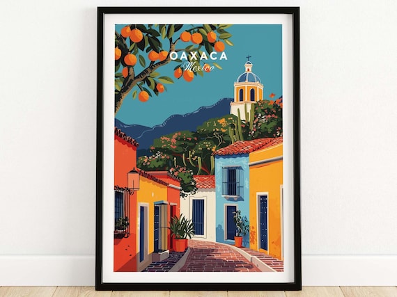 Oaxaca Print Mexico Wall Art Poster Personalized Gift Housewarming For Her Wedding Large Decor