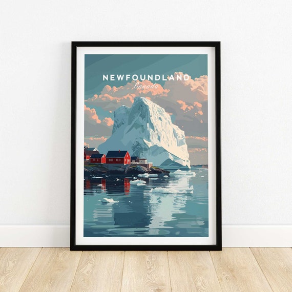 Newfoundland Poster Canada Wall Art Print Iceberg Illustration Artwork
