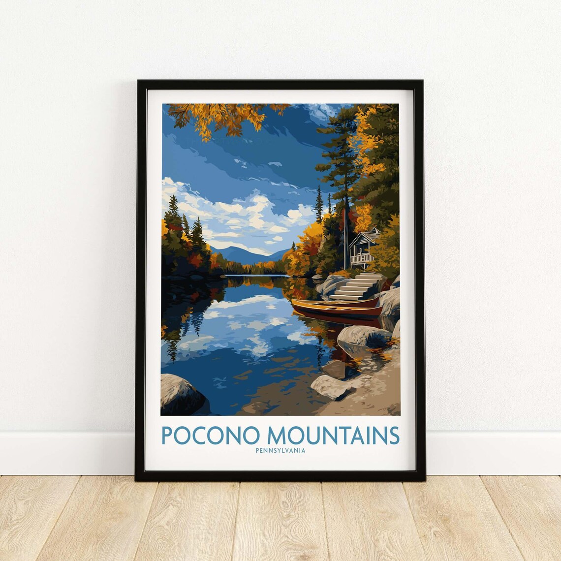 Pocono Mountains Autumn Lake View Art Print