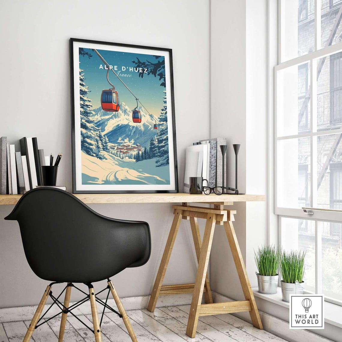 Alpe Dhuez Ski Print, France Mountain Resort Art - Image 4