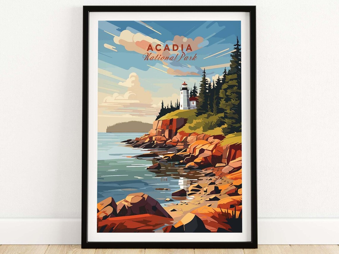 Acadia National Park Travel Print, Home Decor Poster