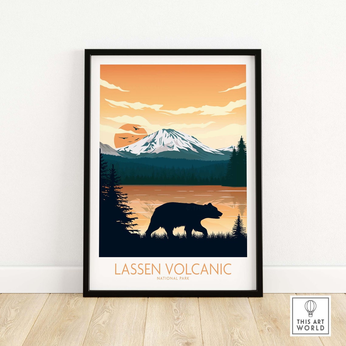 Lassen Volcanic National Park Bear Sunset Lake Scenic Poster