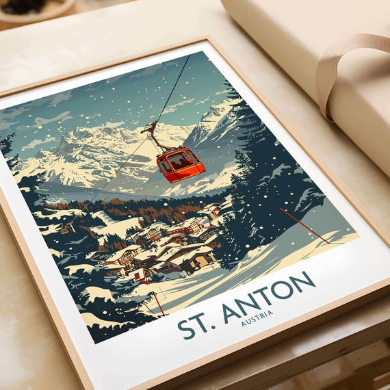 St Anton Ski Lodge Art Print, Winter Sports Art