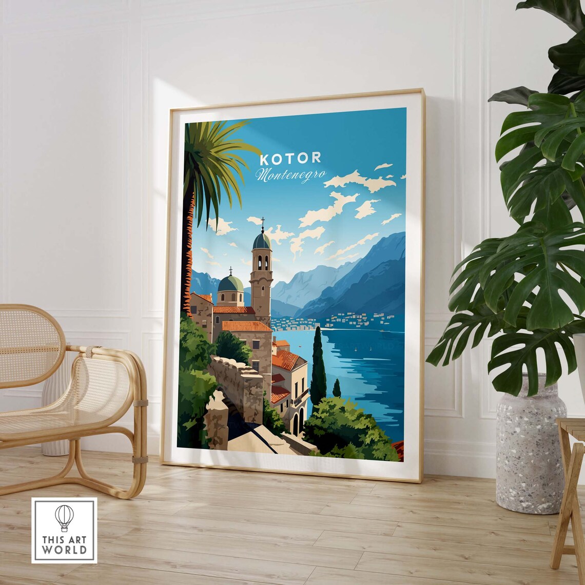 Adriatic Kotor Montenegro Bay Old Town Church Towers View Poster - Image 3