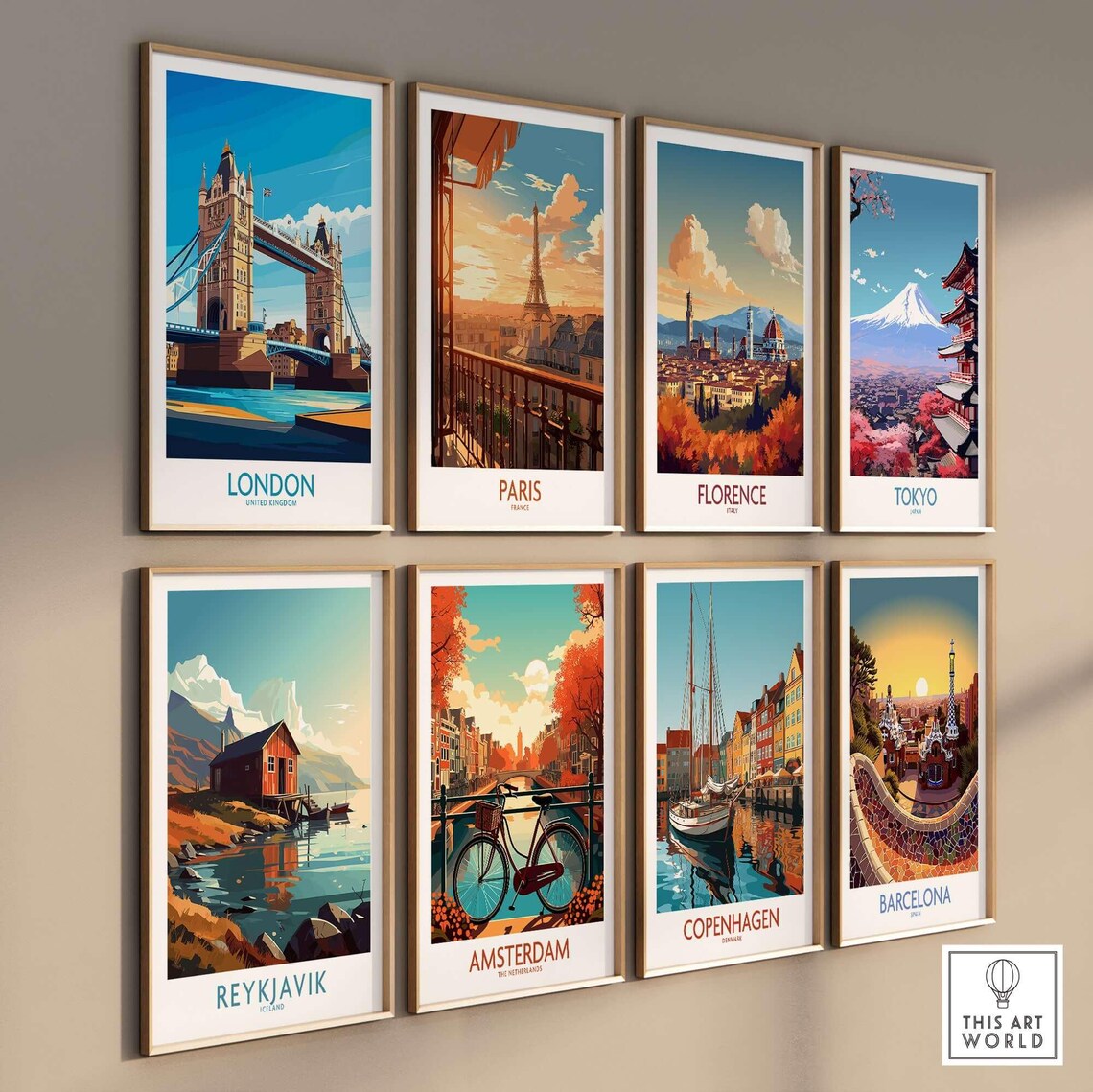 London UK Tower Bridge Thames River Bright Sky Travel Poster - Image 3