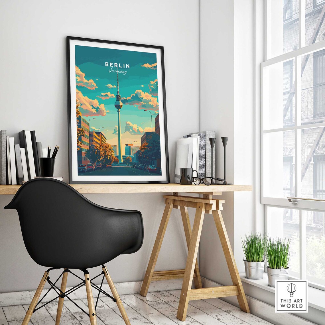 Berlin Germany Fernsehturm TV Tower City Street Scenic Poster - Image 4