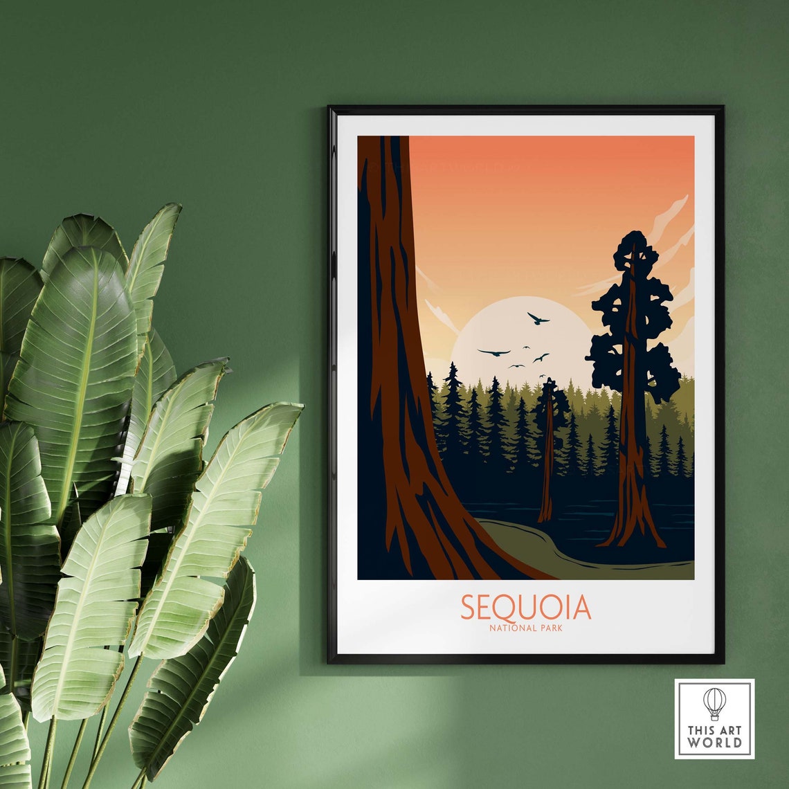 Sequoia National Park Giant Redwoods Sunset Forest Art Poster - Image 2