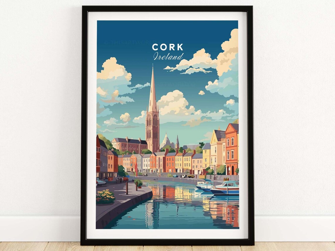 Cork City Ireland Travel Poster, Home Decor Print