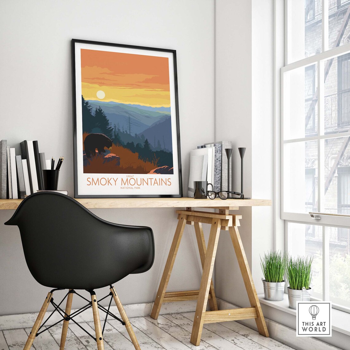 Great Smoky Mountains National Park Bear Sunset Vintage Travel Poster - Image 4