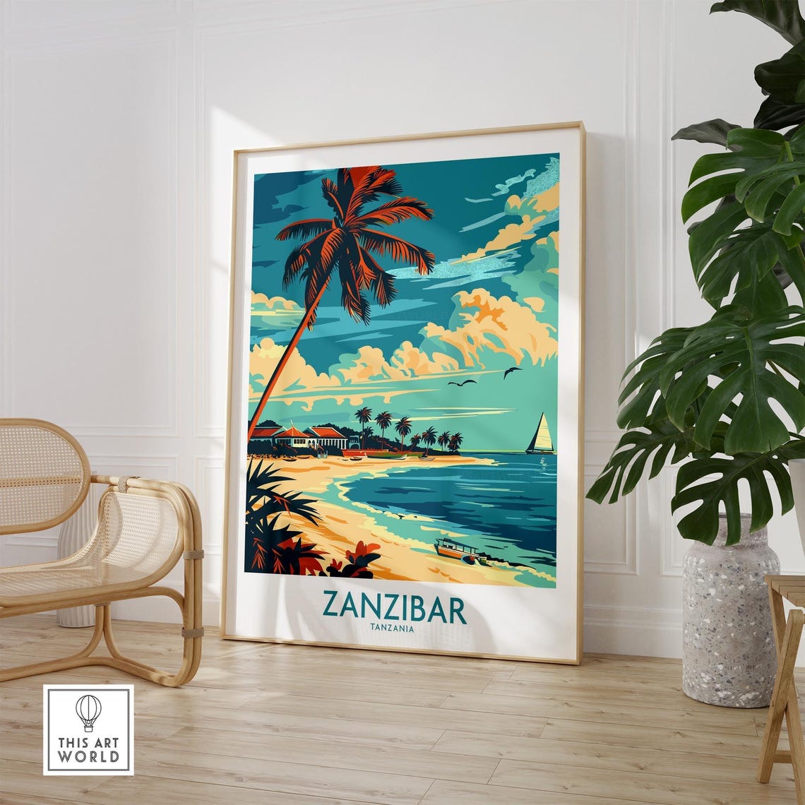 Zanzibar Travel Poster Tanzania Zanzibar Travel Print Wall Art Tanzania Wall Hanging Home Decor Zanzibar Art Lover Gift Zanzibar Birthday - Image 2