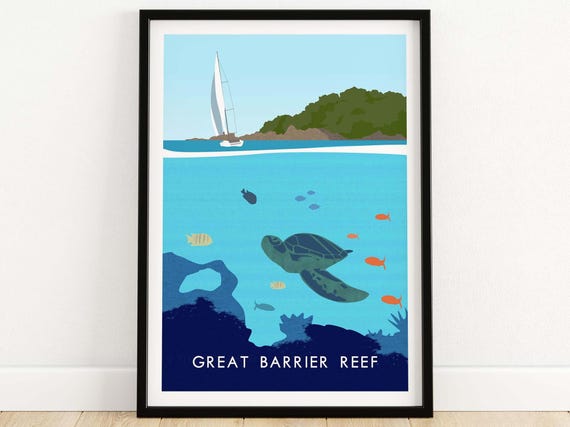 Great Barrier Reef Australia Travel Poster Print