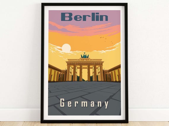 Berlin Travel Poster, Brandenburg Gate Home Decor