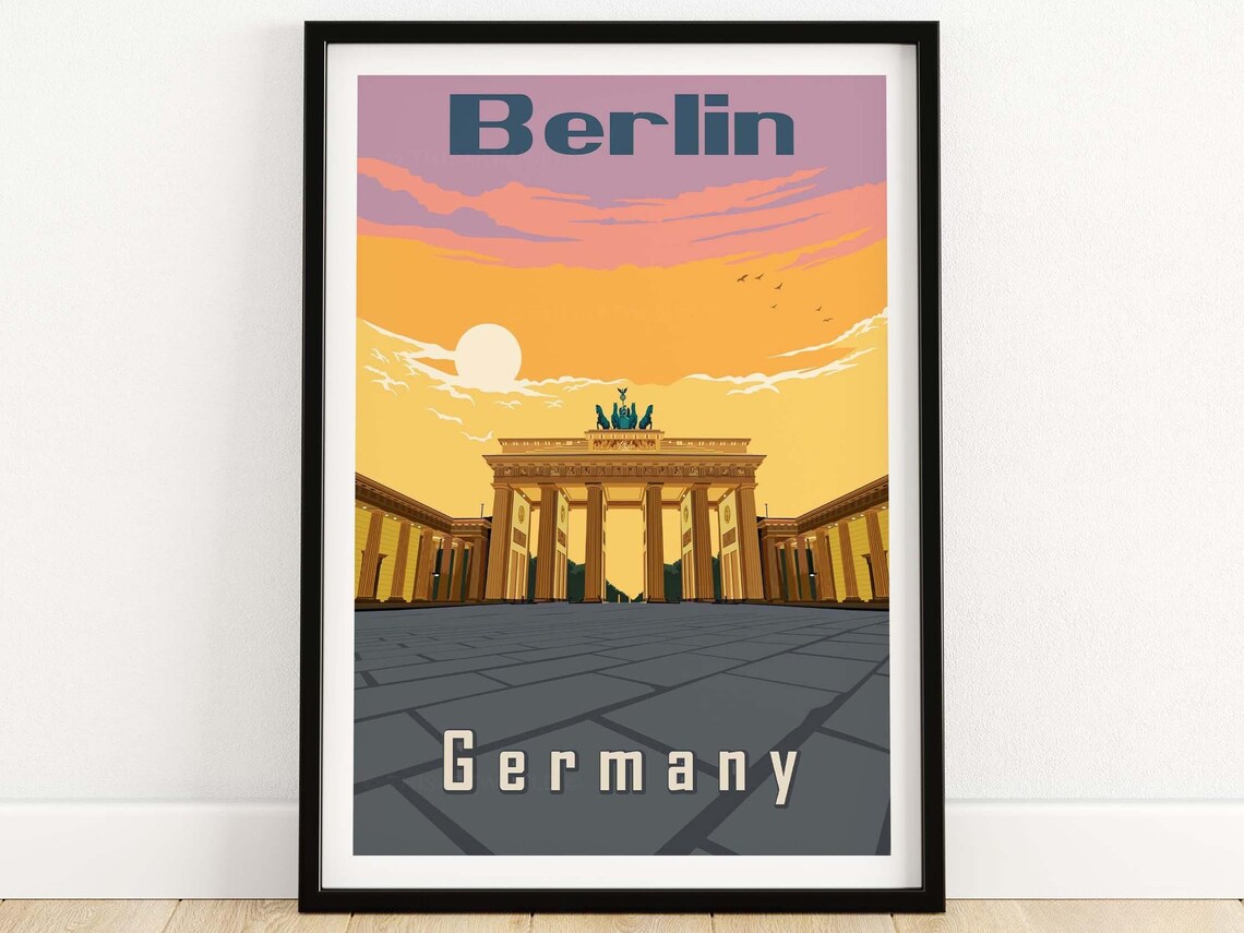 Berlin Travel Poster, Brandenburg Gate Home Decor