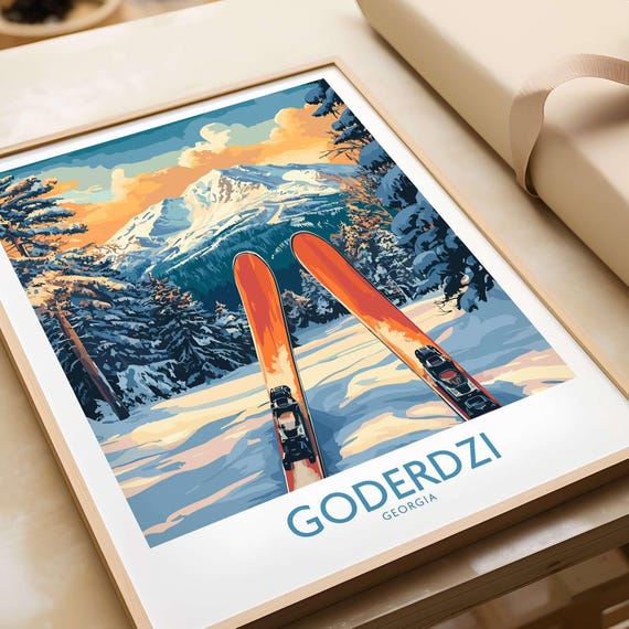 Goderdzi Ski Lodge Art Print, Winter Sports Art