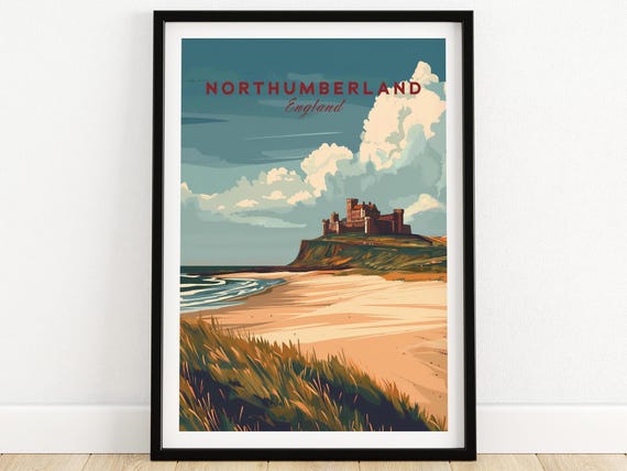 Northumberland Wall Art Print Bamburgh Castle Wall Art Print Travel Poster Gift Art Lovers Wall Decor Artwork Birthday Present