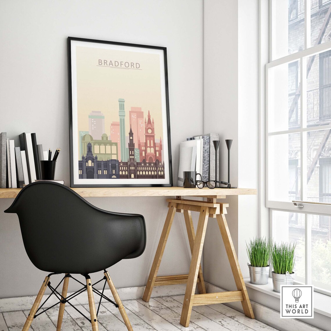 Bradford Skyline Poster, Bradford England Travel Poster - Image 4