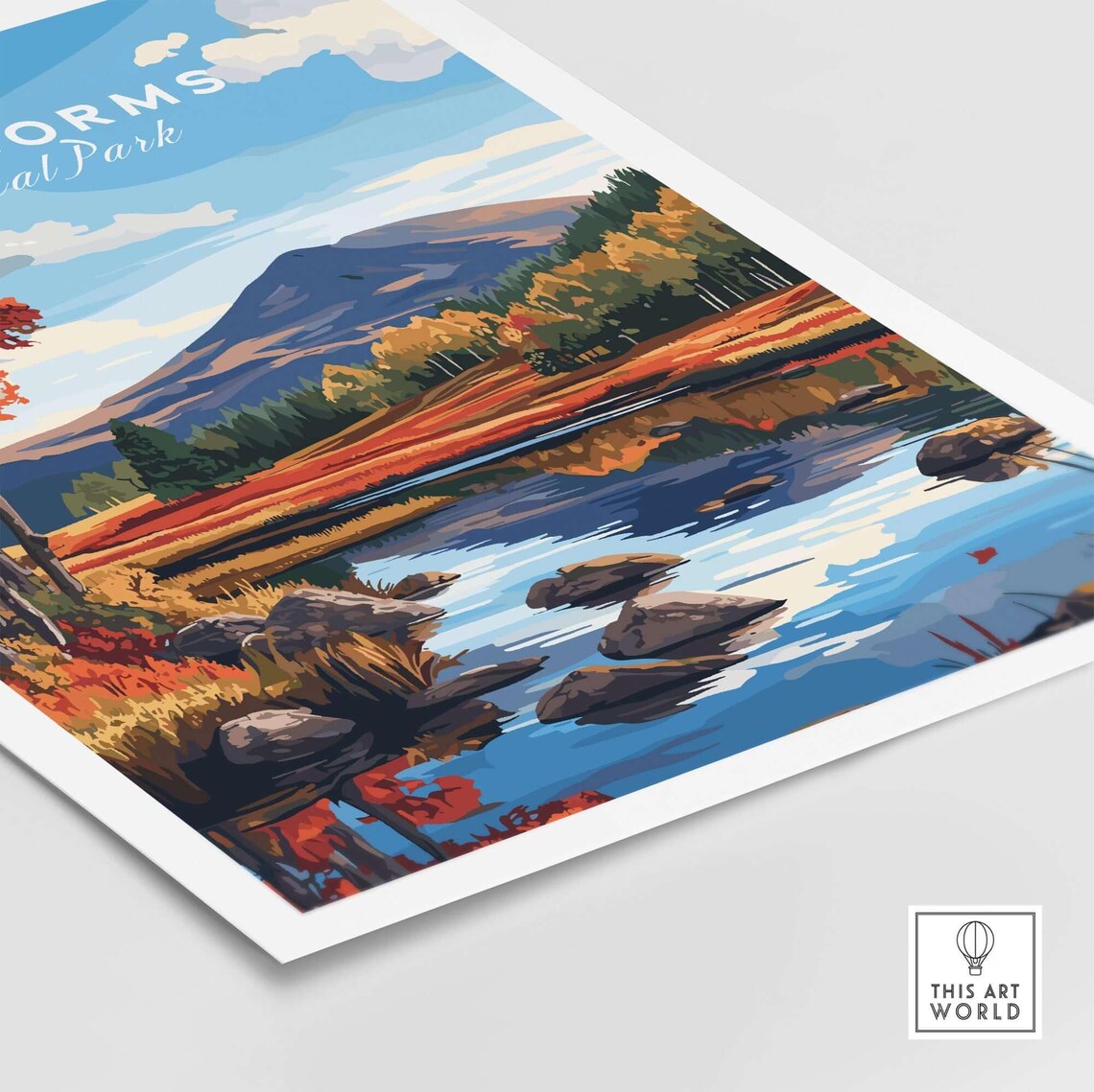 Cairngorms National Park Autumn Lake Reflection Vintage Travel Poster - Image 4