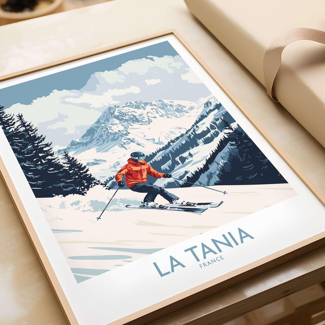 La Tania Ski Lodge Art Print, Winter Sports Art