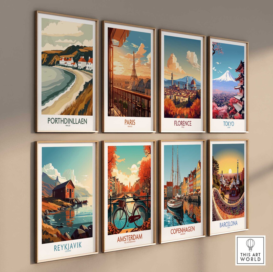 Porthdinllaen Wales Coastal Beach White Cottages Headland Poster - Image 3