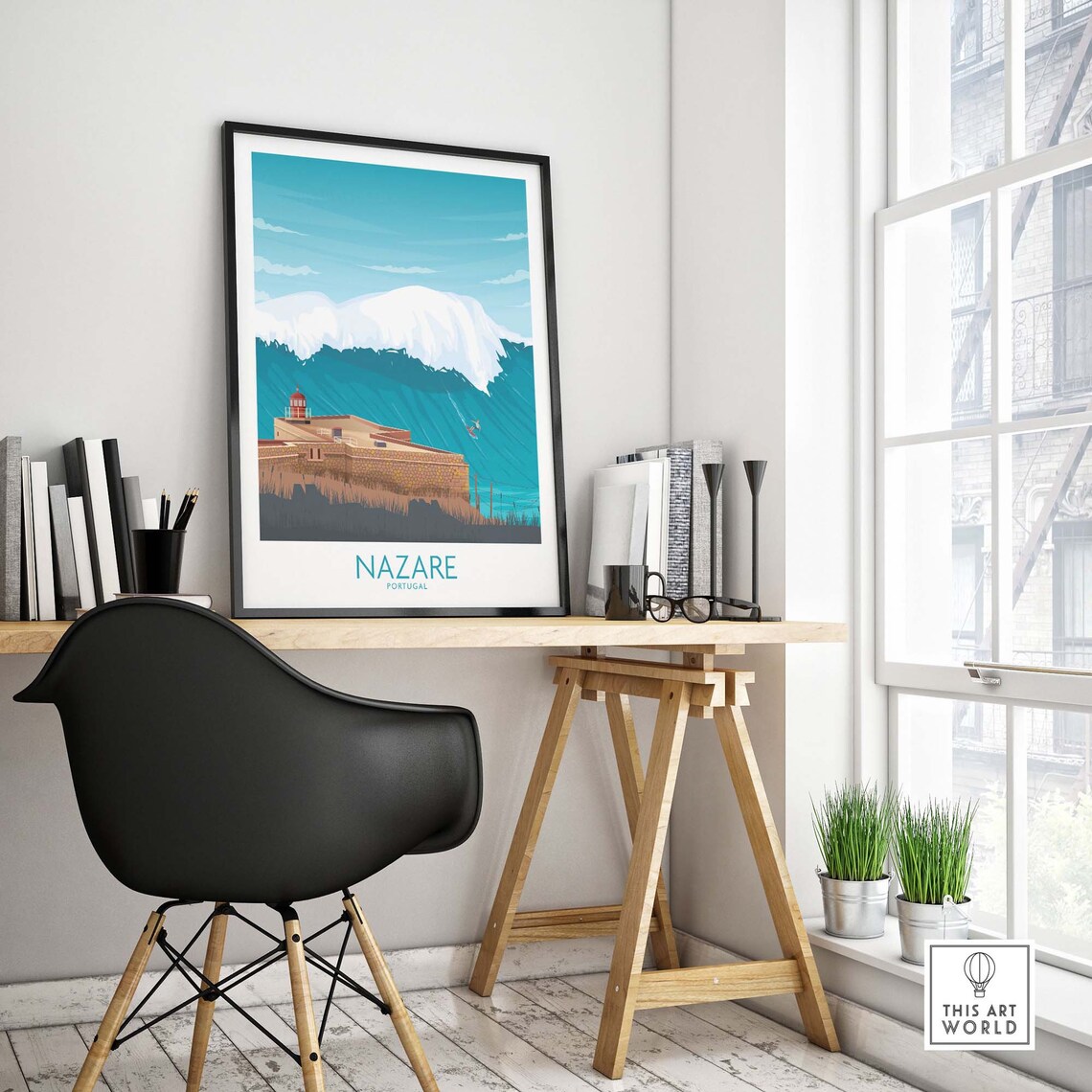 Nazare Portugal Travel Poster, Wall Art Print - Image 4