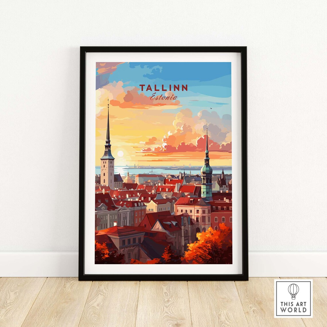 Tallinn Estonia Medieval Old Town Skyline Sunset Scenic Poster - Image 4