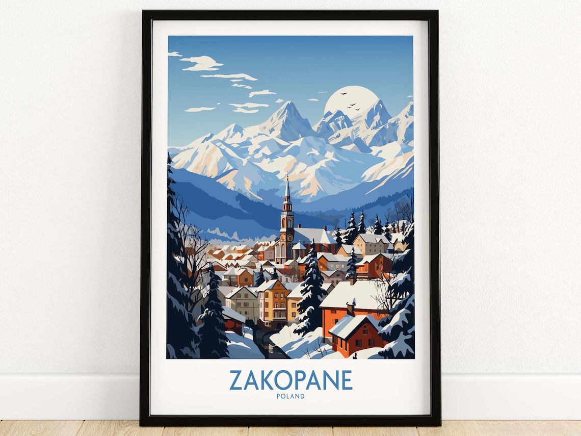Zakopane Travel Poster, Personalized Illustration Artwork