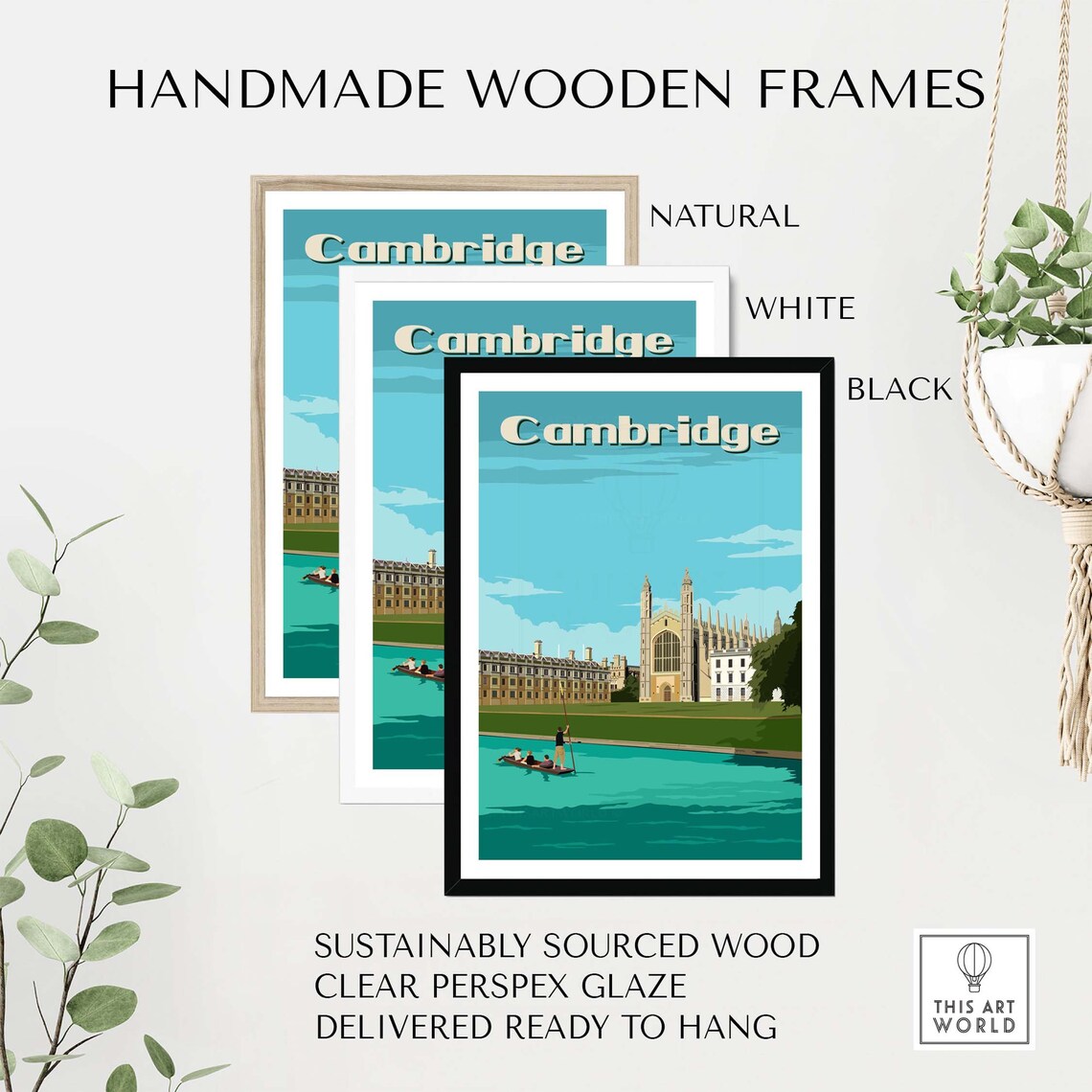 Cambridge Travel Poster, King's College England - Image 2