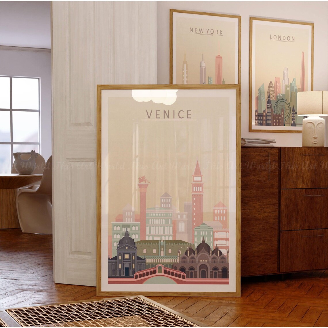 Venice Italy Minimalist Skyline Canals Vintage Travel Poster - Image 3